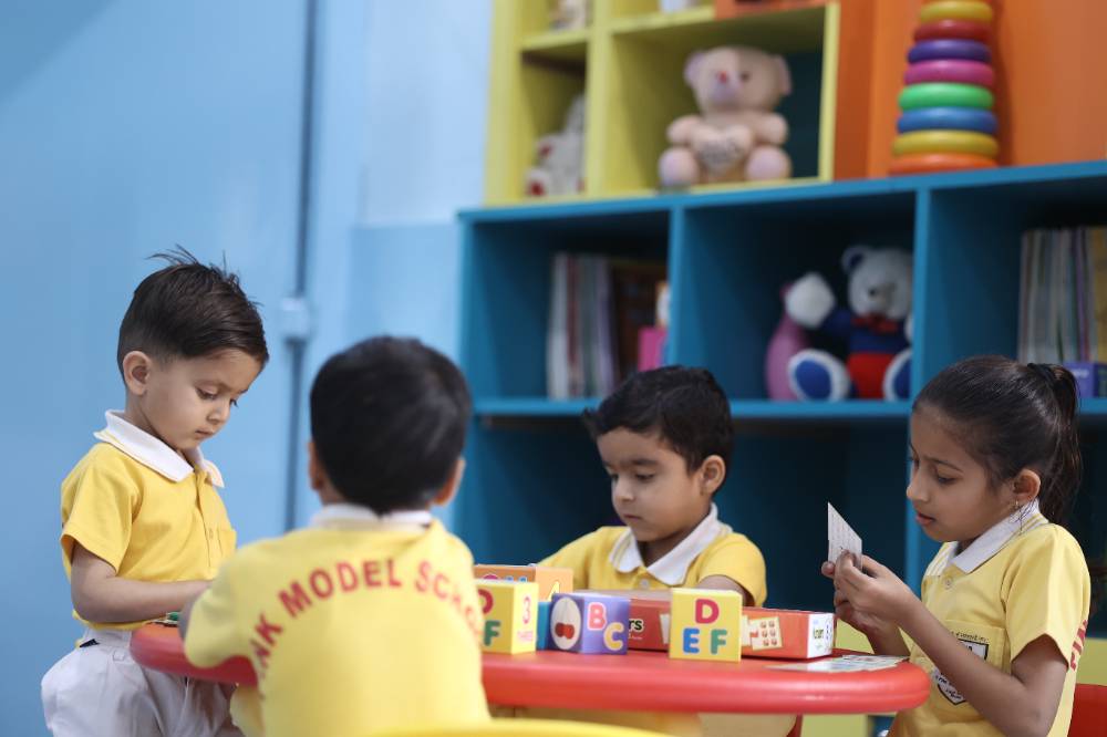 Calm library reading space at Pink Model School Bikaner
